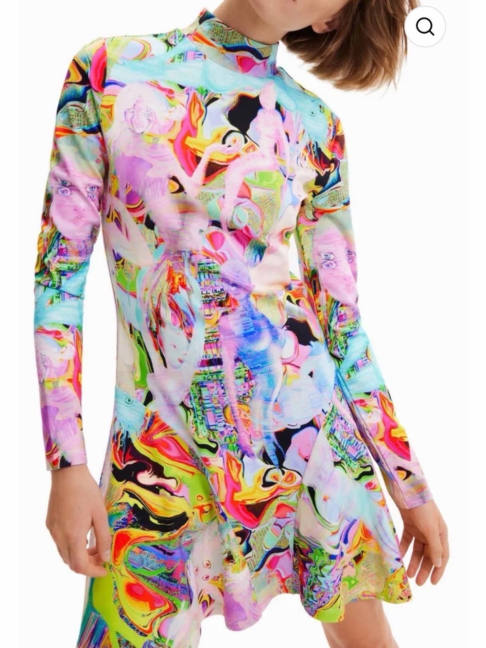 Desigual Multicolor Abstract-Print Long Sleeve Dress
